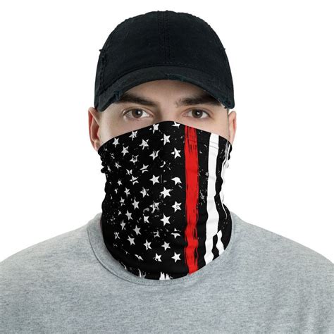 Firefighter Neck Gaiter Thin Red Line Face Mask American Etsy Neck