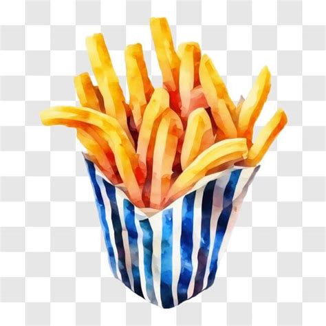 Baixe Ilustração em Aquarela de Batatas Fritas em Recipiente Aberto