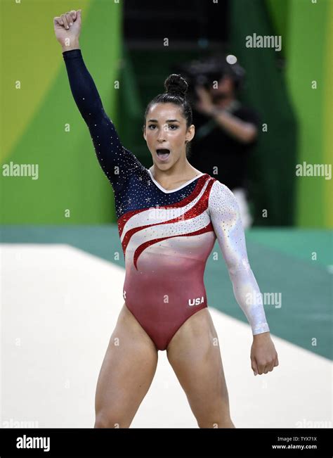 American Gymnast Aly Raisman Acknowledges Applause After He Completed