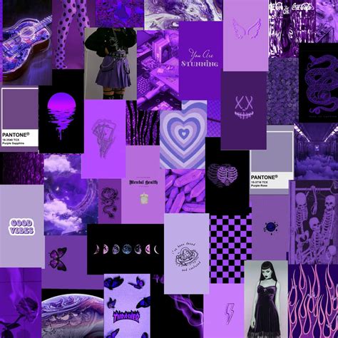 60 Digitaldark Purple Aesthetic Collage Kit Dark Purple Photo Wallpaper