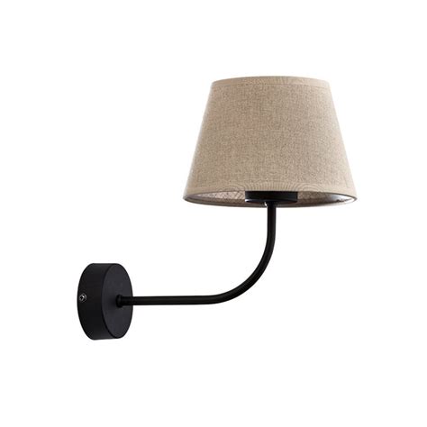 Edit Lighting Edit Cottage Single Light Wall Fitting In Black Finish With Natural Linen Shade