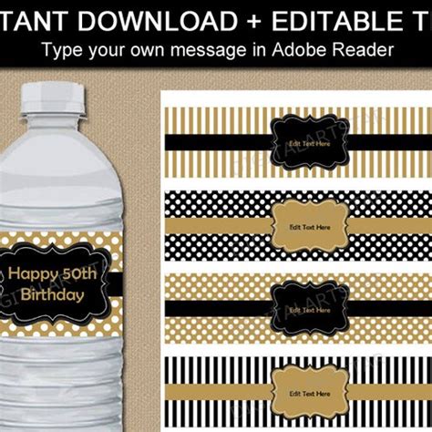 Golden Birthday Water Bottle Labels Printable Golden Etsy