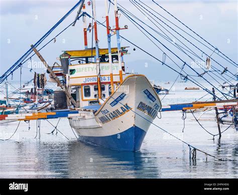 Tuna Fishing Boats At High Tide At The Village Of Tinoto Maasim In The