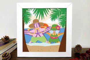 Summer Beach 3D Shadow Box Svg Graphic By Alleylightbox Creative Fabrica