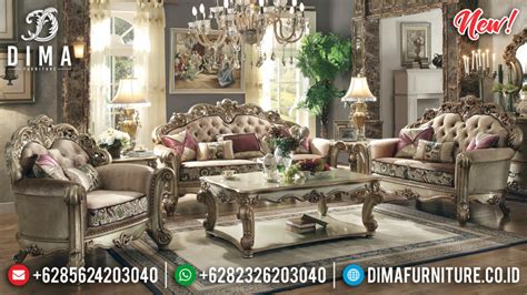 Set 3 2 1 Sofa Tamu Mewah Royal Duco Gold Ukiran Jepara Klasik DF 1314