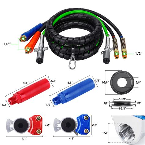 Snapklik 12Ft 3 In 1 ABS Air Power Line Hose Kit Wrap 7 Way