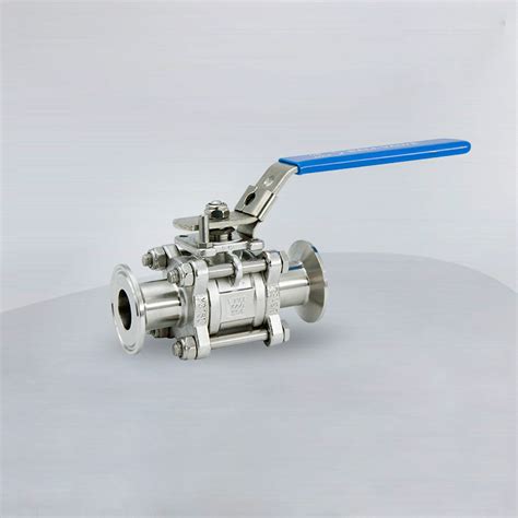 Stainless Steel Sanitary Manual Three Piece Ball Valve With High Platform Manual Ball Valve