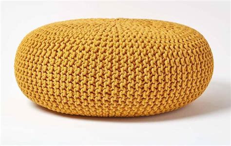 Homescapes Mustard Large Pouffe • See Best Price