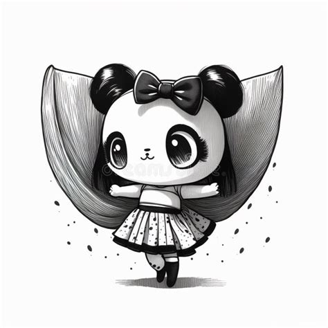 Kawaii Cute Panda Girl Coloring Book Stock Image Illustration Of