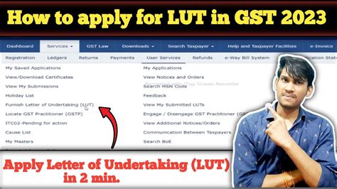 How To Apply For Lut Under Gst Lut In Gst Letter Of Undertaking For