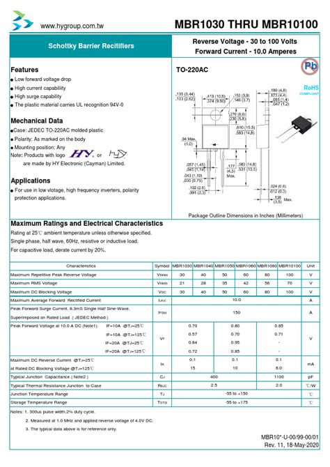 MBR1060 Datasheet PDF HY