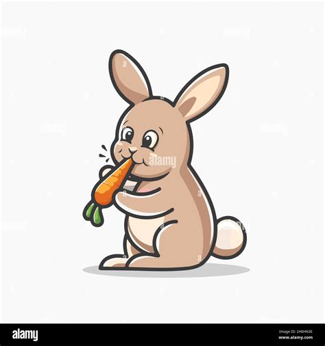 Rabbit Eating Carrot Vector Illustration Stock Vector Image And Art Alamy