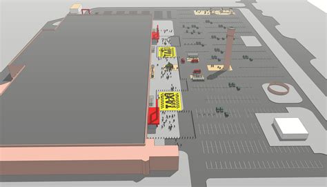 Shopping mall with parking and landscaping 3D model | CGTrader