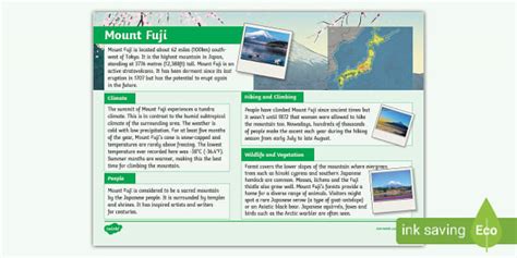 Mount Fuji Fact File Twinkl Ks Hecho Por Educadores