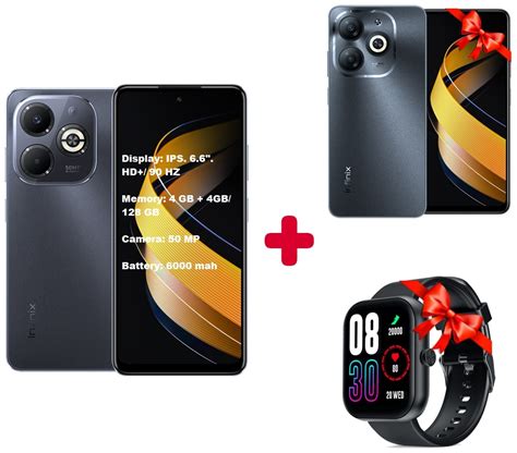 Купить Смартфон Infinix SMART 8 Plus 4 ГБ/128 ГБ черный + подарок в ...