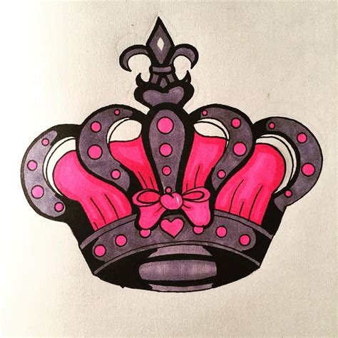 A Queen S Crown Done In A Tattoo Flash Art Style With Copic Markers By