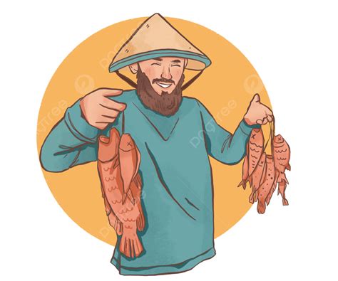 Ilustración De Dibujo A Mano De Pescador Png Pescador Dibujos