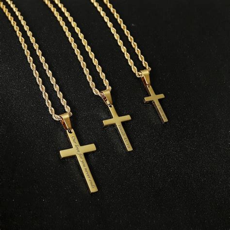 Gold Cross Necklace Men Rope Chain Etsy