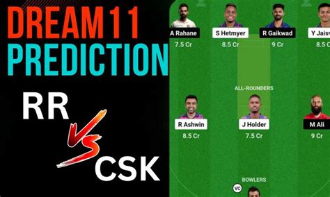 Rr Vs Csk Dream11 Prediction Rajasthan Royals Vs Chennai Super Kings