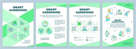 Smart Gardening Green Brochure Template Automated Systems Leaflet Design With Linear Icons 4