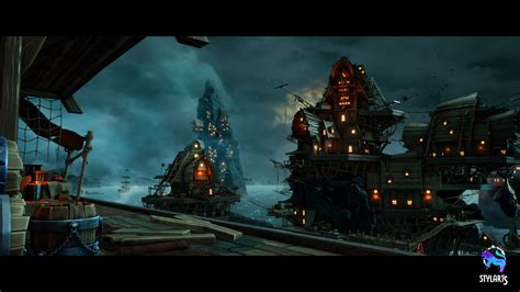 Artstation Stylized Pirate Port City Modular Game Assets