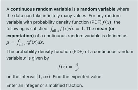 Solved A Continuous Random Variable Is A Random Variable Chegg