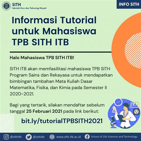 Informasi Tutorial Untuk Mahasiswa TPB SITH ITB Sekolah Ilmu Dan