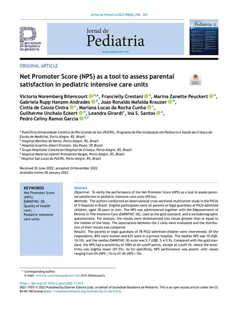 PDF Net Promoter Score NPS As A Tool To Assess Parental