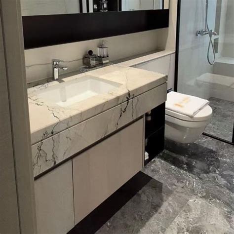 Banjo Shape Bathroom Marble Vanitytop To Accommodate The Installation