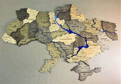 Detailed Ukraine 3D map with rivers color Elis – Factura