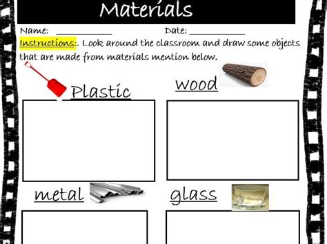 Identifying Materials Worksheets Activity Differentiated Teaching