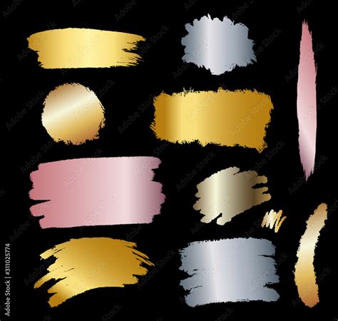 Gold Sticker Colorful Gradient Vector Set Silver Bronze Rose Gold