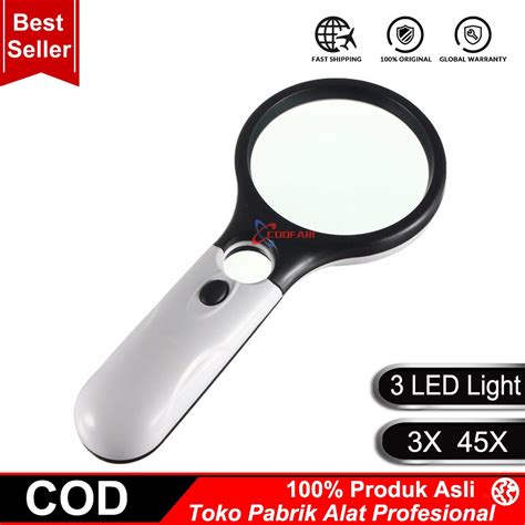 Jual 2in1 Kaca Pembesar Dengan Lampu 3 LED Magnifier Gelas Loop