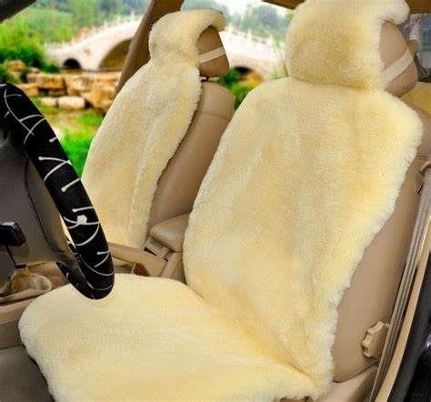 Luxury Sheepskin Seat Cover Sheep Skin Car Covers Beige Universal Fit 5 Seats Seat Covers