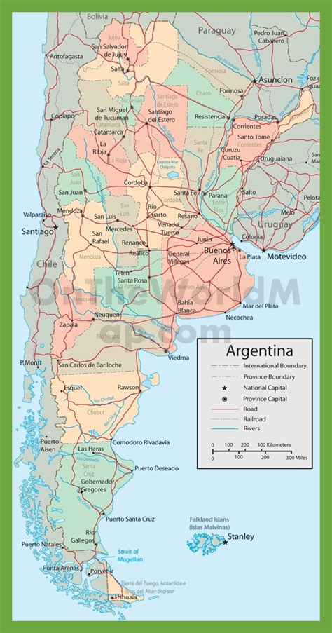 Road map of Argentina