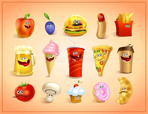 Funny Fast Food Characters Cartoon Stock Illustrations Funny