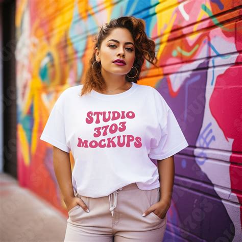 Latina Model Mockup White Bella Canvas Mockup Mockup Latina Woman Mockup Aesthetic