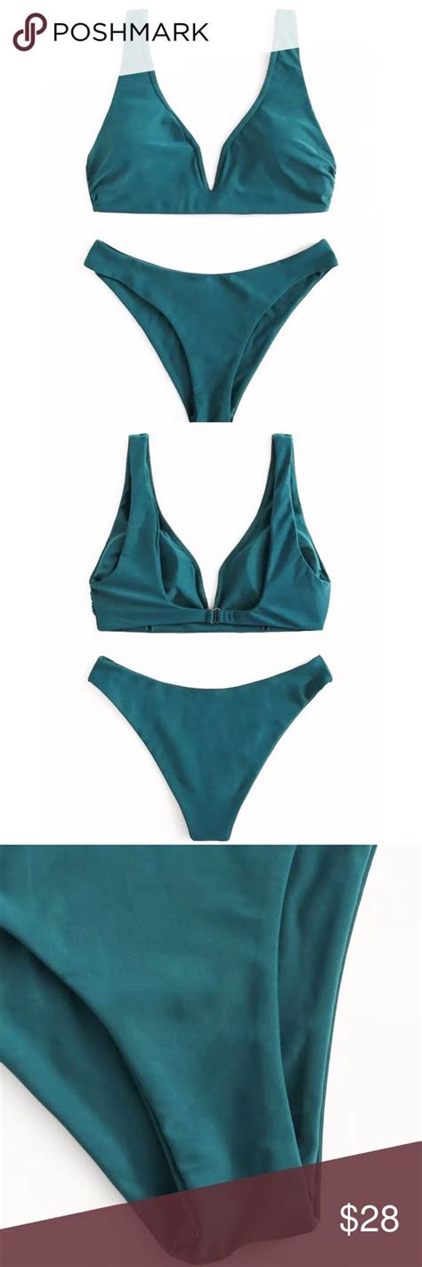 New Shein Emerald Green High Leg Bikini Set High Leg Bikini Bikini