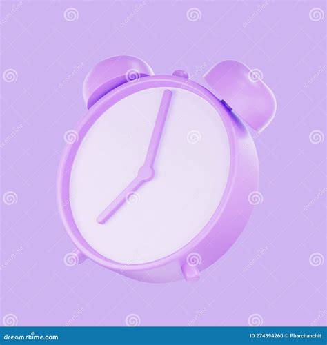 D Render Purple Pastel Color Alarm Clock D Circle Clock Icon Stock