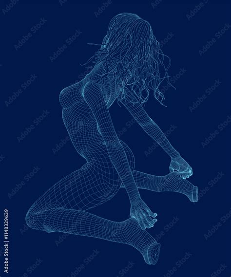 Vector De Stock Naked Woman Wireframe Seat Vector Line Style Beautiful Illustration Of Naked