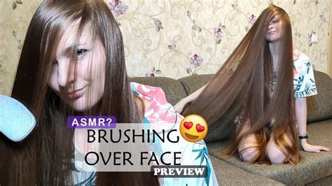 ASMR Brushing Long Hair Over Face Preview HAIR PLAY Playing With