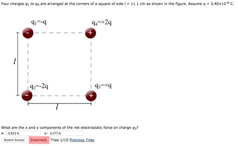 Solved Four Charges Q1 To Q4 Are Arranged At The Corners Of