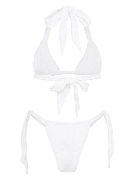 Let S Swim Towelling Triangle Bikini Top In White Modesens