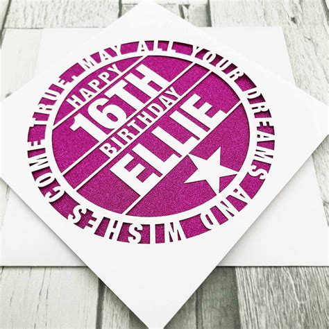 Personalised 16th Birthday Card for Her Custom 16th Birthday Card for ...