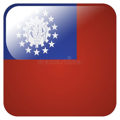 Icono Brillante Con La Bandera De Myanmar Stock De Ilustración