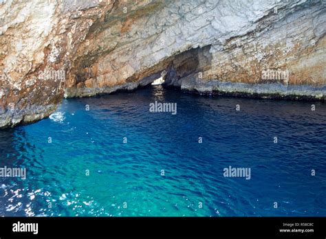 Blue Caves At Bright Sunny Day Zakinthos Greece Stock Photo Alamy