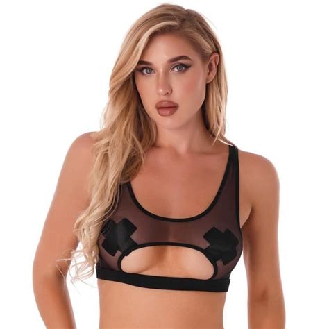 Iiniim Soutien Gorge Transparent Femme Crop Top Sexy Haut Lingerie De