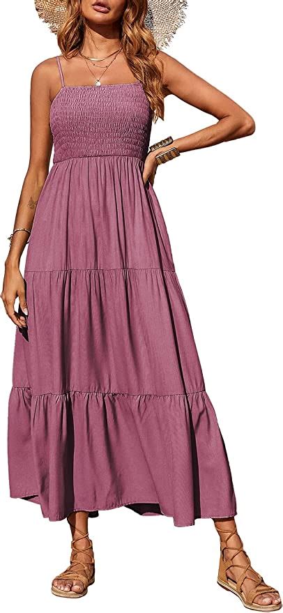 Prettygarden Womens Summer Maxi Dress Casual Boho Sleeveless Spaghetti