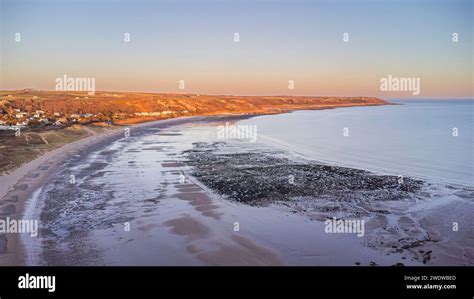 Aerial Views Over Horton Beach On The Gower Peninsula Horton Gower