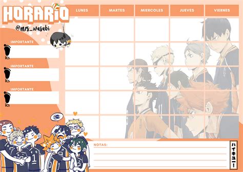 haikyuu horario Clases de anime Blog de dibujo Artesanías de anime